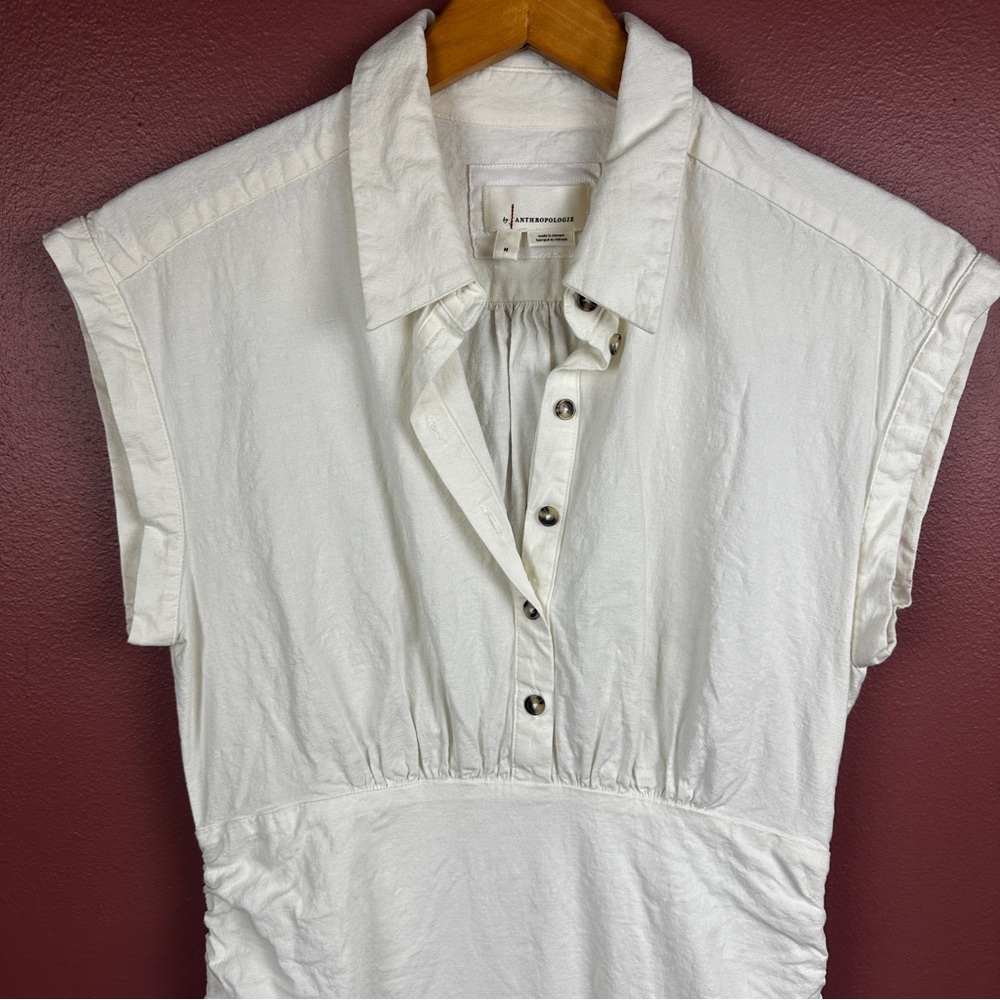 Anthropologie off white collared mini dress with fitted skirt size medium - Picture 3 of 8
